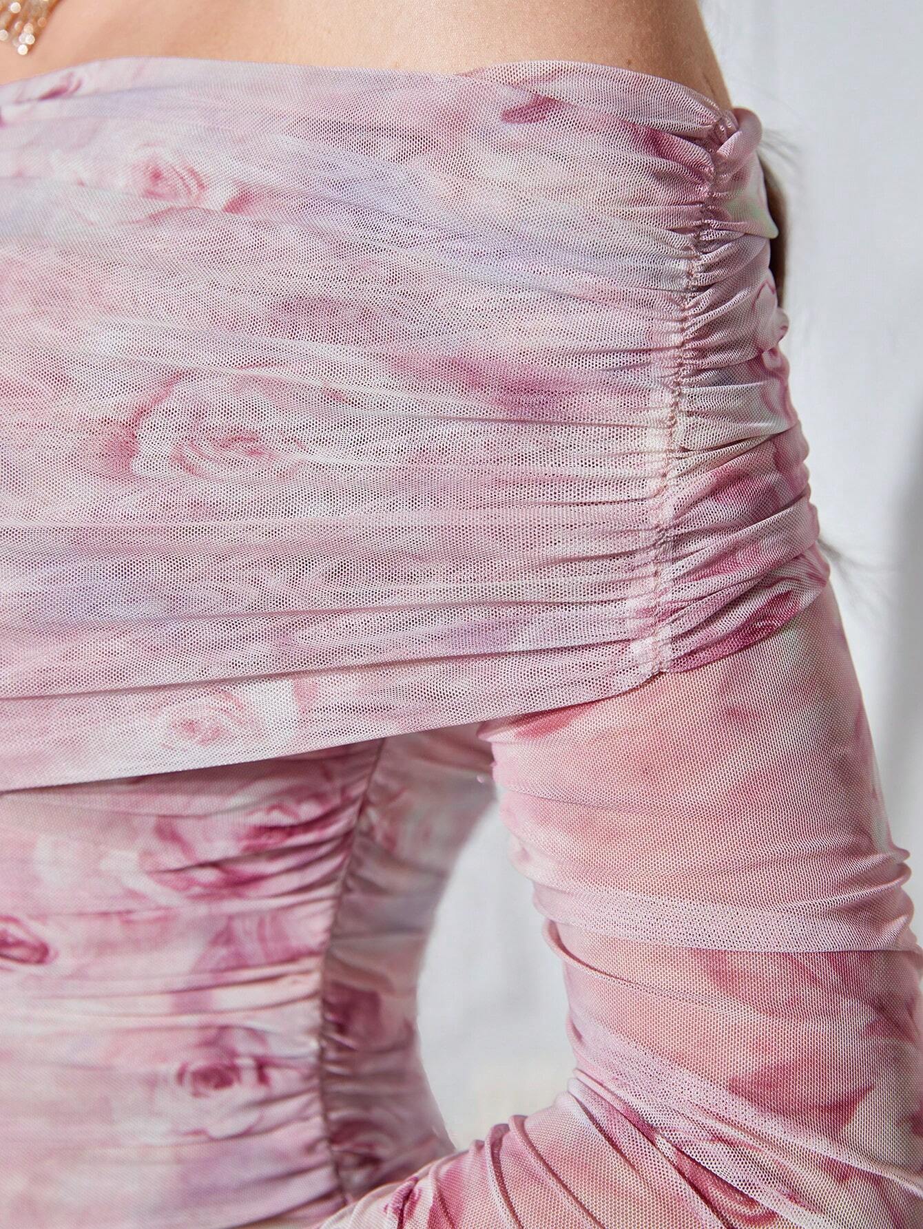  | SHEIN Modely Women's Off-Shoulder Floral Pattern Fitted Dress With Ruffles | Dress | Shein | OneHub