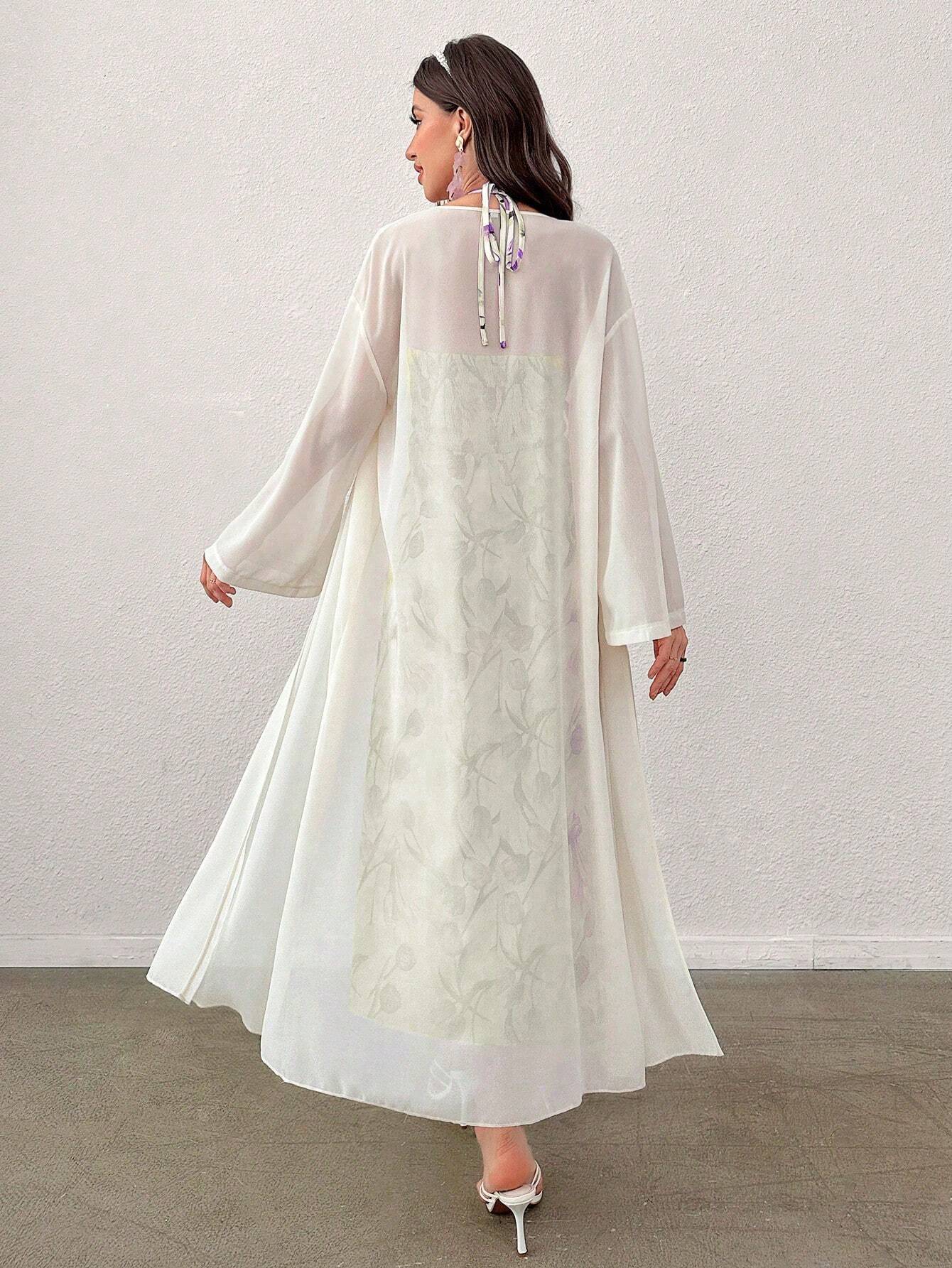  | SHEIN Modely Women's Printed Mesh Shawl Jacket And Neck-Hanging Dress Two-Piece Set | Dress | Shein | OneHub