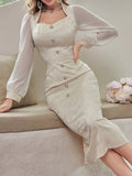  | SHEIN Modely Women's Slim Fit Lantern Sleeve Dress | Dress | OneHub | OneHub