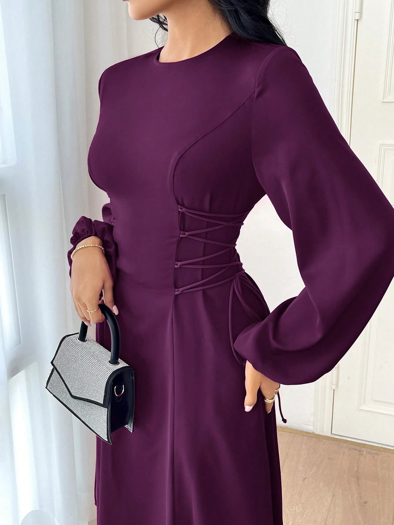 SHEIN Modely Women's Solid Color Simple Daily Long Sleeve Dress Party | Dress | OneHub SHEIN Modely Women's Solid Color Simple Daily Long Sleeve Dress Party | Dress | OneHub