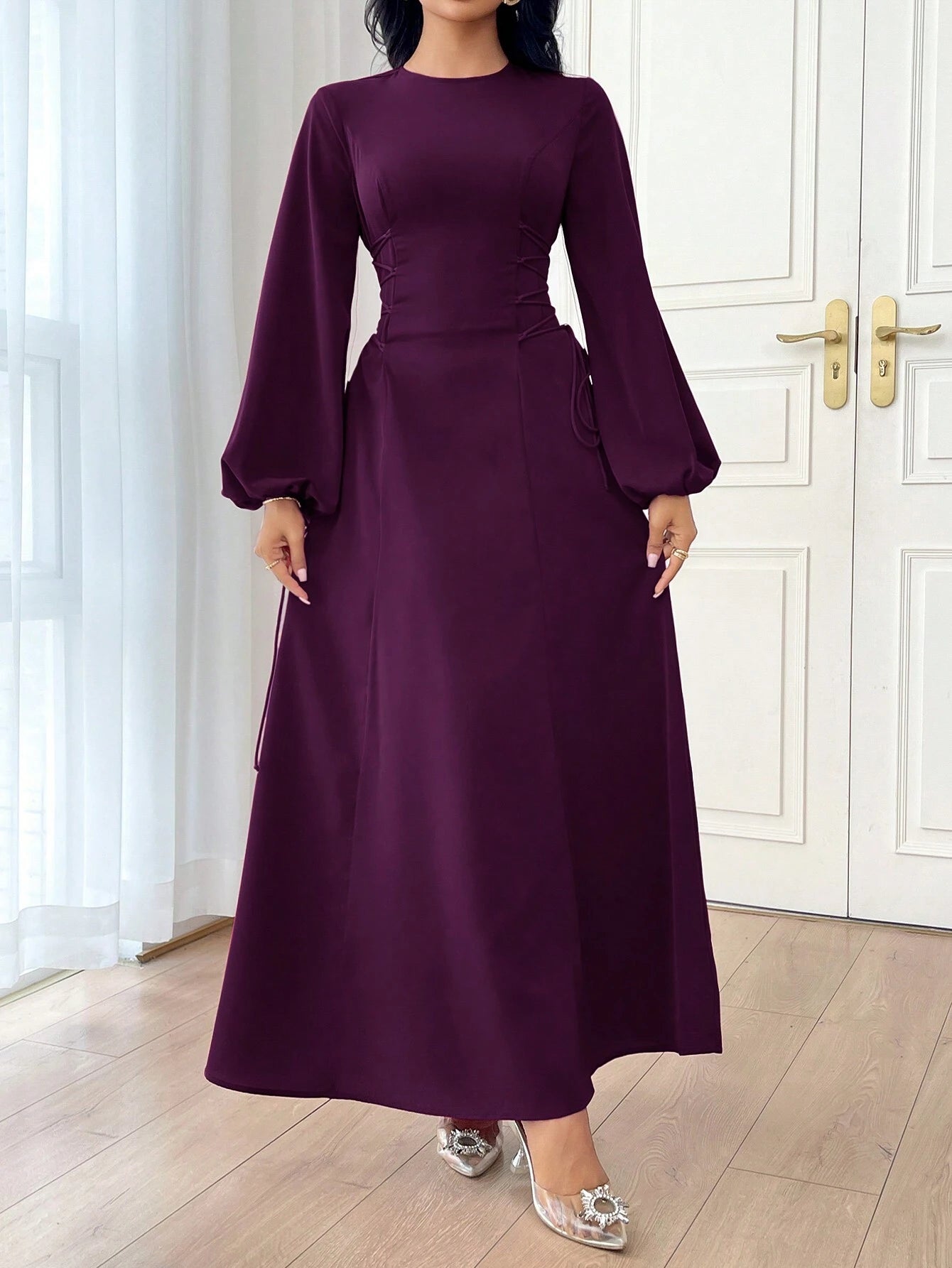 SHEIN Modely Women's Solid Color Simple Daily Long Sleeve Dress Party | Dress | OneHub SHEIN Modely Women's Solid Color Simple Daily Long Sleeve Dress Party | Dress | OneHub