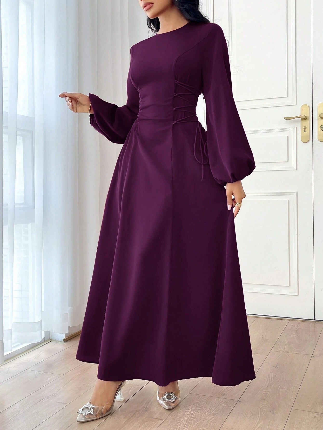 SHEIN Modely Women's Solid Color Simple Daily Long Sleeve Dress Party | Dress | OneHub SHEIN Modely Women's Solid Color Simple Daily Long Sleeve Dress Party | Dress | OneHub