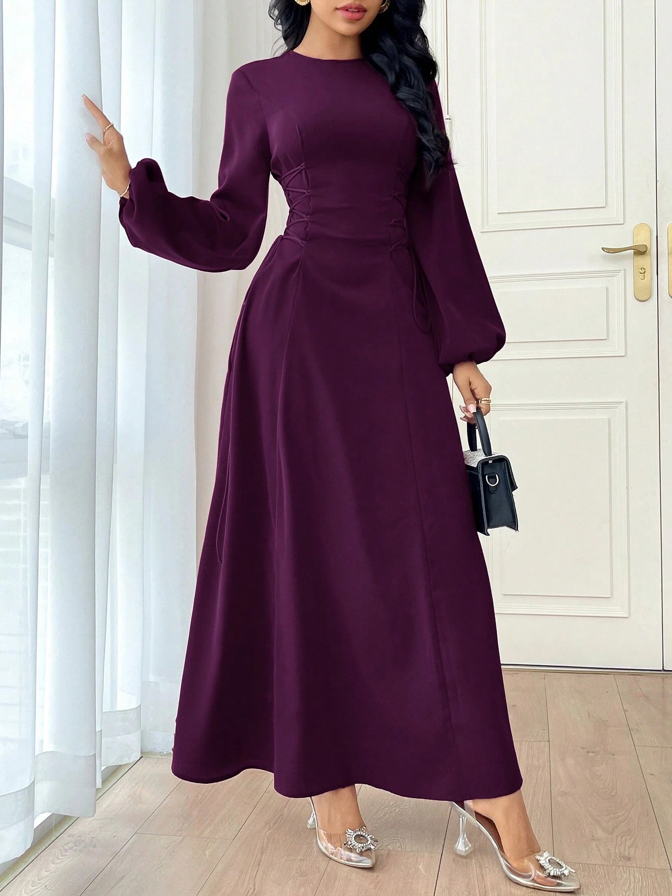 SHEIN Modely Women's Solid Color Simple Daily Long Sleeve Dress Party | Dress | OneHub SHEIN Modely Women's Solid Color Simple Daily Long Sleeve Dress Party | Dress | OneHub