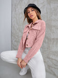  | SHEIN Mulvari Corduroy Flap Pocket Button Up Crop Jacket | Jacket | Shein | OneHub
