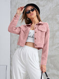  | SHEIN Mulvari Corduroy Flap Pocket Button Up Crop Jacket | Jacket | Shein | OneHub