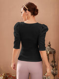  | SHEIN Mulvari Puff Sleeve Square Neck Tee | Top | Shein | OneHub