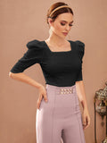 | SHEIN Mulvari Puff Sleeve Square Neck Tee | Top | Shein | OneHub