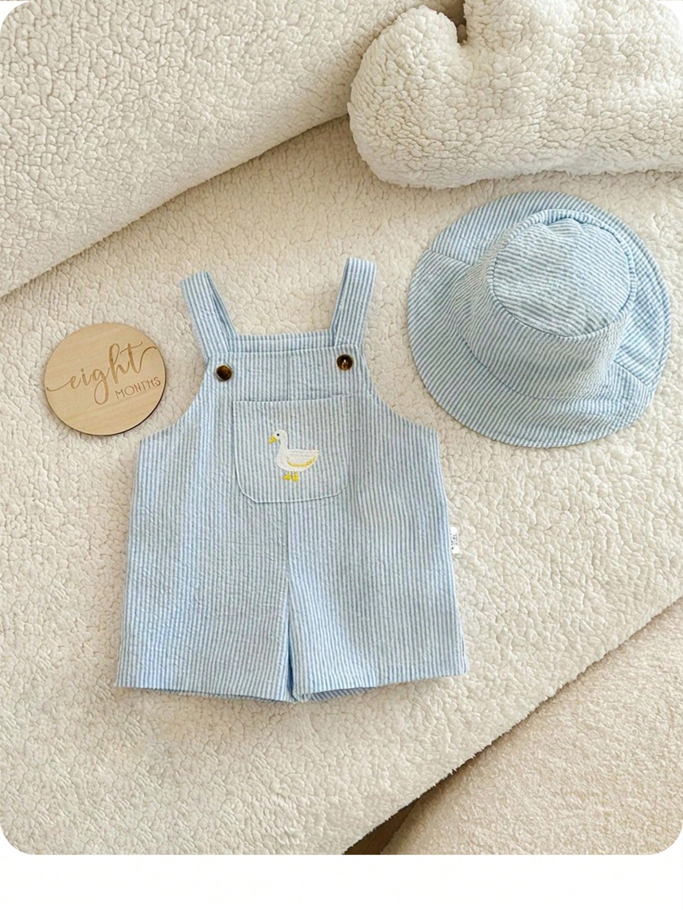 SHEIN Newborn Baby Boy Cute Summer Versatile Cartoon Duck Striped Romp ...