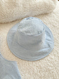 SHEIN Newborn Baby Boy Cute Summer Versatile Cartoon Duck Striped Romper&Hat Set Overall Sleeveless Blue Vintage Outfit Goose Preemie Clothes For
