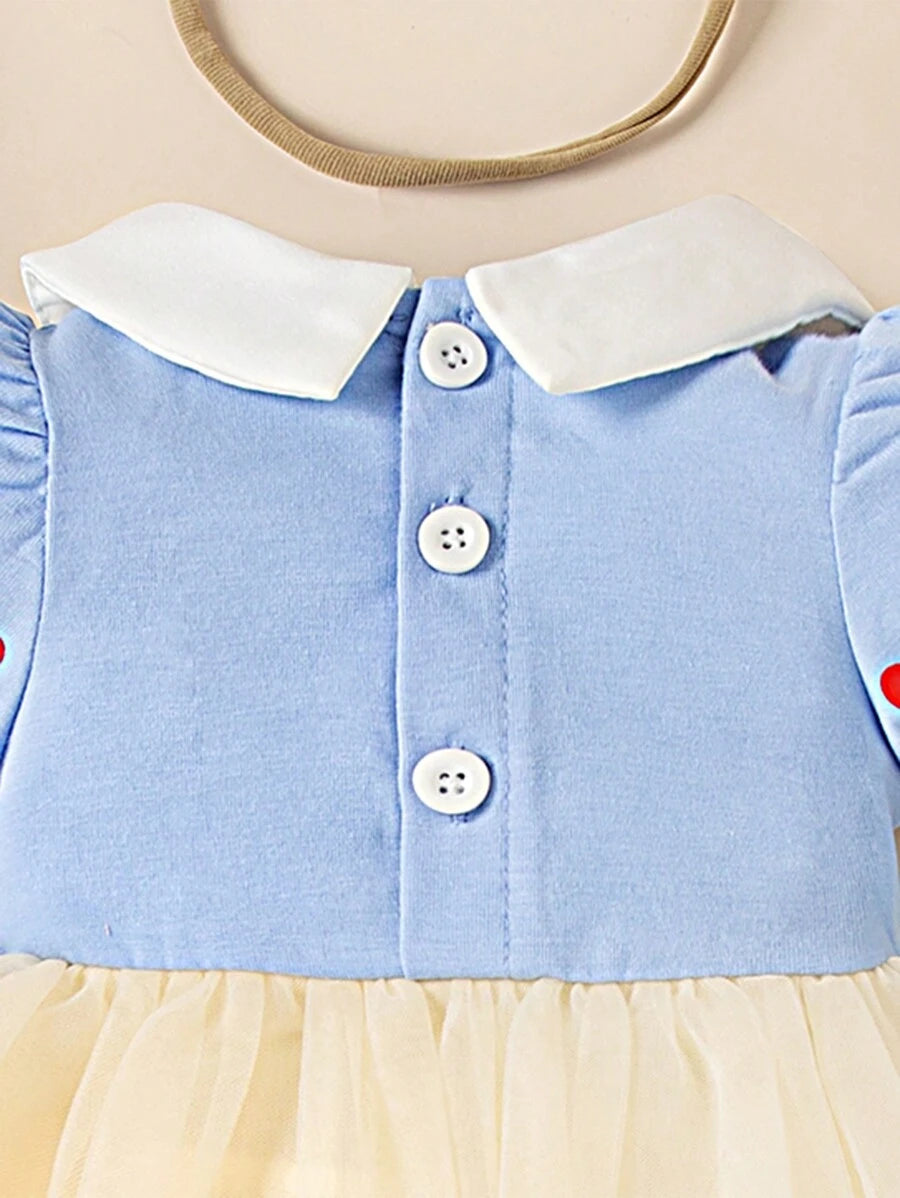  | SHEIN Persoplay Kids New Baby/Toddler Girls Cute Heart Print Collared Short Sleeve Mesh Jumpsuit Outfit With Bow Headband, Unique & Design | Dress | Shein | OneHub