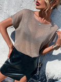  | SHEIN Priv̩ Batwing Sleeve Sheer Knit Top Without Bra | T-shirt | Shein | OneHub