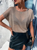  | SHEIN Priv̩ Batwing Sleeve Sheer Knit Top Without Bra | T-shirt | Shein | OneHub