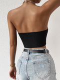  | SHEIN Privé Chain Detail Backless Crop Halter Knit Top | Skirt | Shein | OneHub