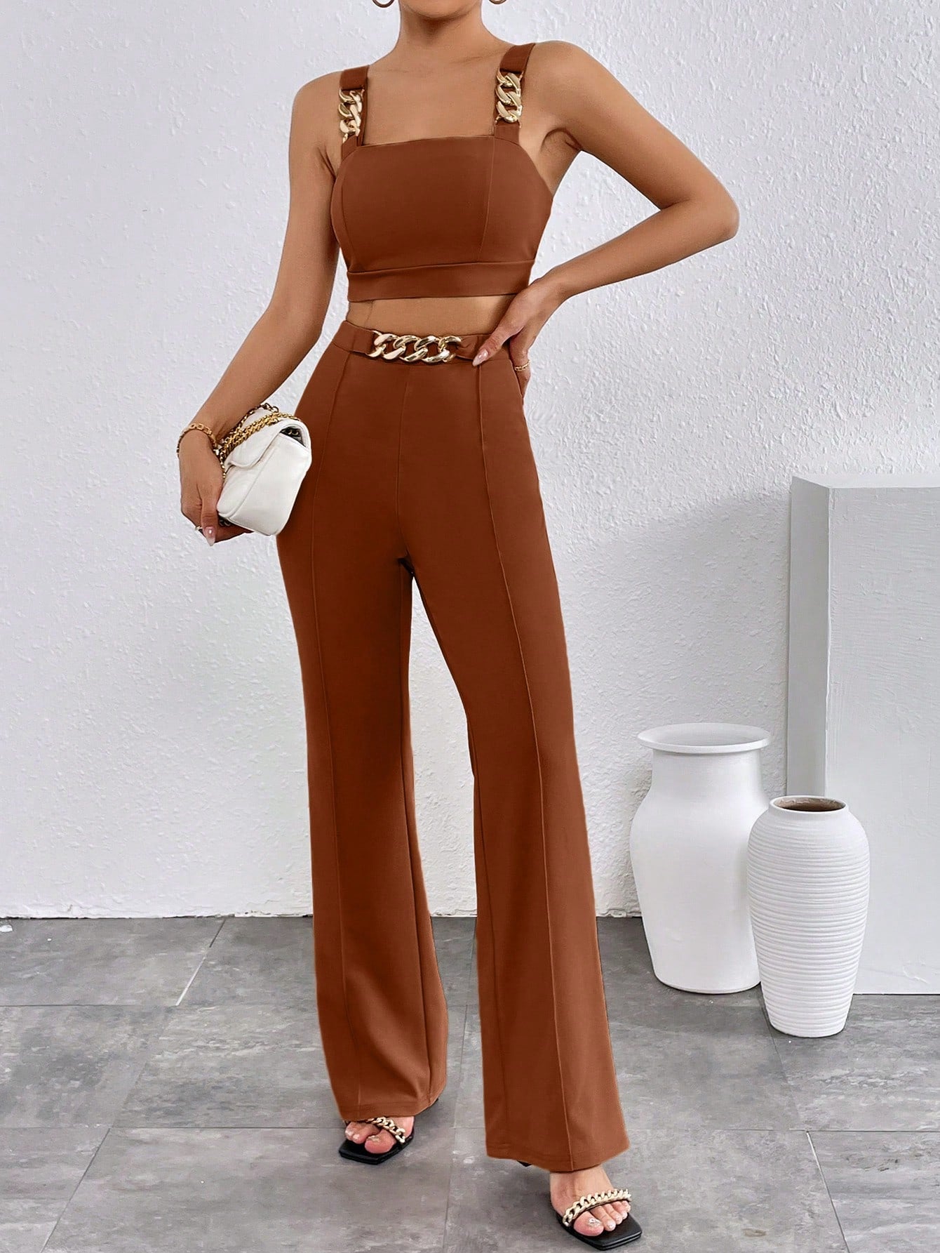  | SHEIN Chain Detail Cami Top & Flare Leg Pants | Top and Pant Set | Shein | OneHub