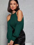  | SHEIN Priv̩ Cold Shoulder Rib-knit Tee | Top | Shein | OneHub