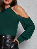  | SHEIN Priv̩ Cold Shoulder Rib-knit Tee | Top | Shein | OneHub