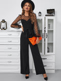  | SHEIN Privé Contrast Dobby Mesh Lantern Sleeve Belted Jumpsuit | Jumpsuit | Shein | OneHub