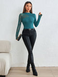  | SHEIN Priv̩ Contrast Lace Mock Neck Tee | Top | Shein | OneHub