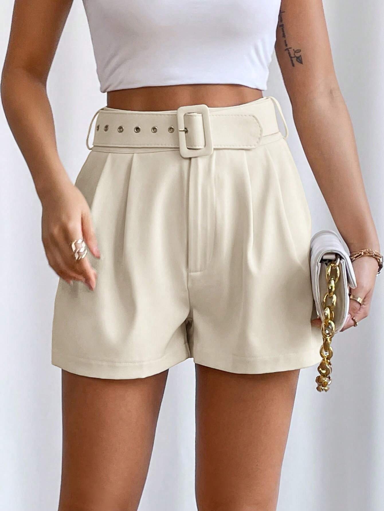  | SHEIN Privé High-Waisted Shorts With Diagonal Pockets | Pants | Shein | OneHub