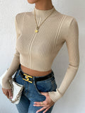  | SHEIN Priv̩ Mock Neck Cable Knit Crop Sweater | Top | Shein | OneHub
