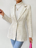  | SHEIN Priv̩ Plaid Pattern Lapel Neck Single Button Tweed Blazer | Blazer | Shein | OneHub