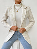  | SHEIN Priv̩ Plaid Pattern Lapel Neck Single Button Tweed Blazer | Blazer | Shein | OneHub