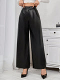 SHEIN Priv̩ Pu Leather Wide Leg Pants