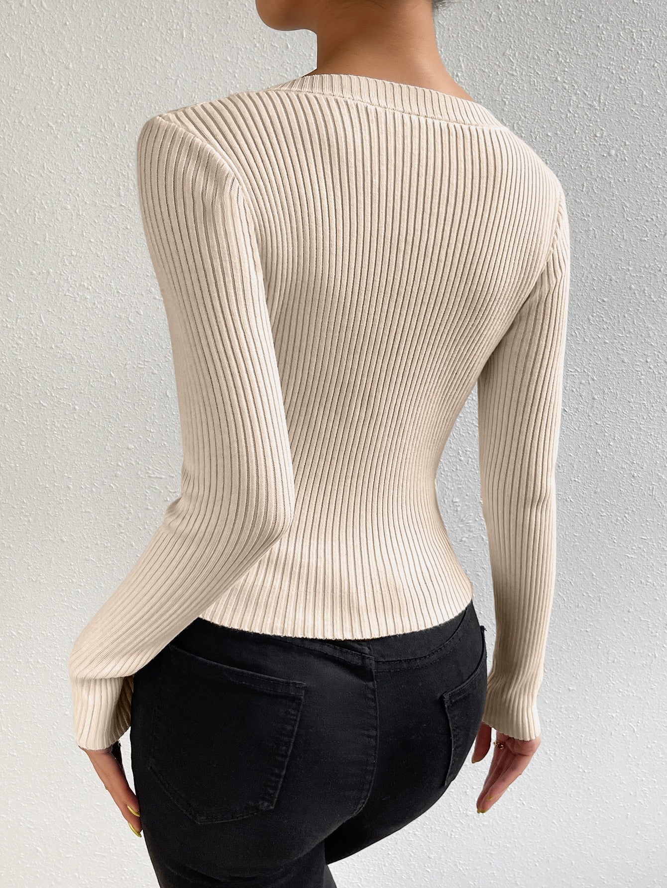  | SHEIN Privé Scoop Neck Ribbed Knit Sweater | Skirt | Shein | OneHub