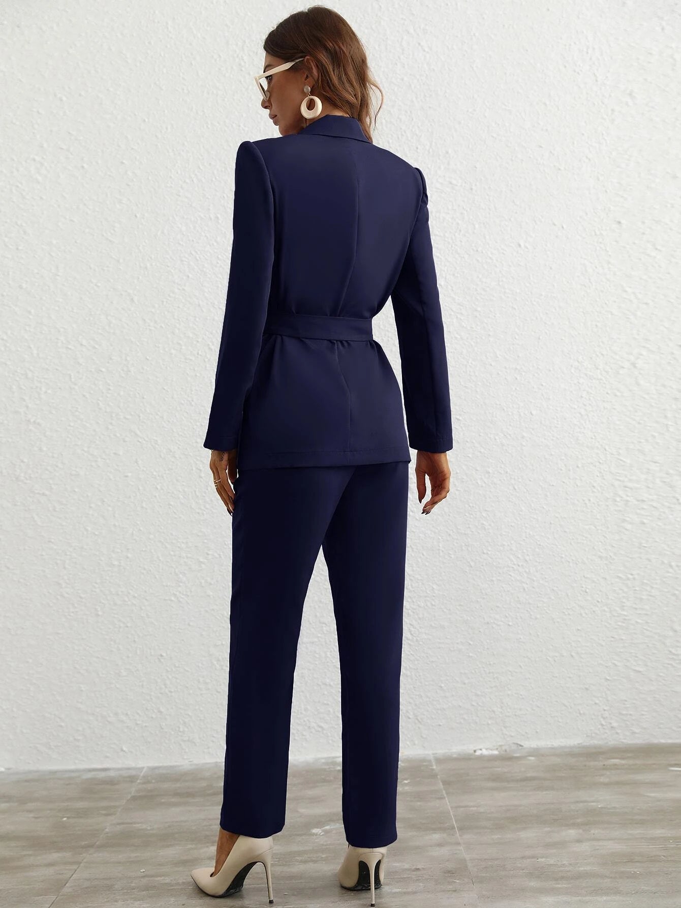  | SHEIN Privé Single Button Belted Blazer & Tailored Pants | Blazer | Shein | OneHub