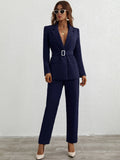  | SHEIN Privé Single Button Belted Blazer & Tailored Pants | Blazer | Shein | OneHub