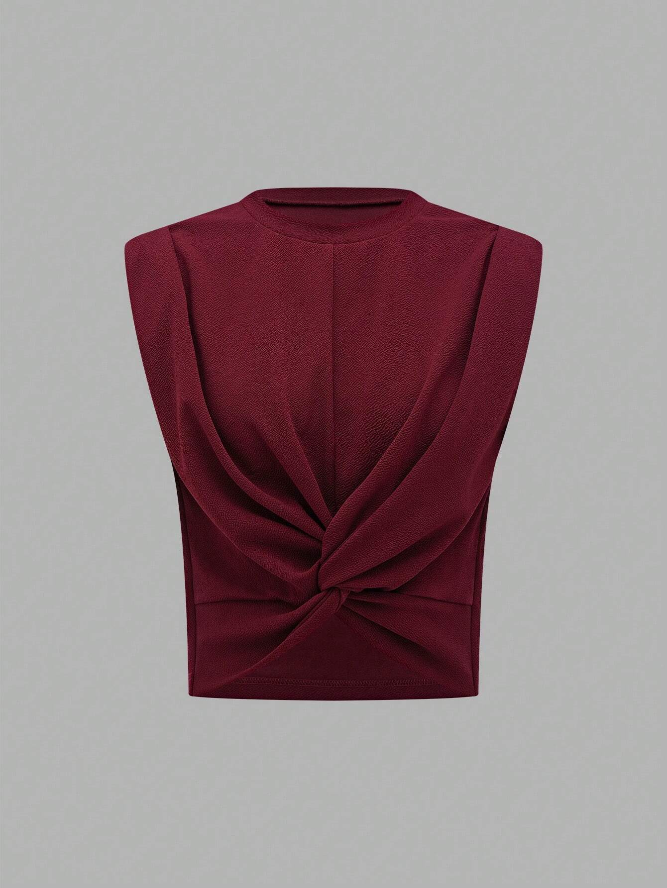  | SHEIN Prive Solid Color Twisted Knot Hem T-Shirt | Blouse | Shein | OneHub