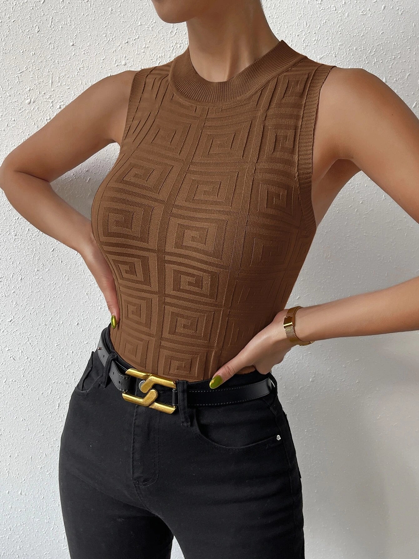  | SHEIN Privé Solid Mock Neck Knit Top | Top | Shein | OneHub