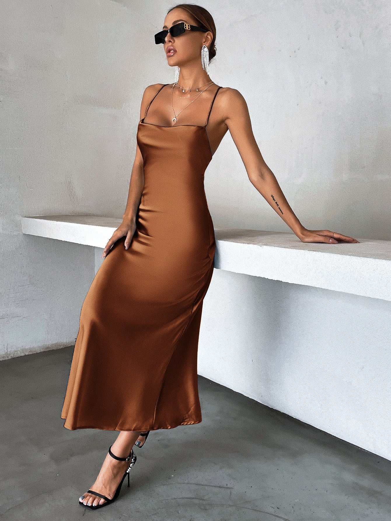  | SHEIN Privé Solid Tie Backless Cami Dress | Dress | Shein | OneHub