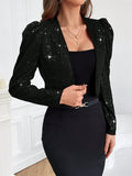  | SHEIN Priv̩ Sparkling Open Front Puff Sleeve Jacket | Jacket | Shein | OneHub