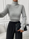  | SHEIN Privé Turtleneck Ribbed Knit Turtleneck Sweater | Sweater | Shein | OneHub