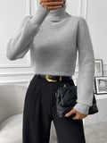  | SHEIN Privé Turtleneck Ribbed Knit Turtleneck Sweater | Sweater | Shein | OneHub