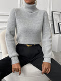  | SHEIN Privé Turtleneck Ribbed Knit Turtleneck Sweater | Sweater | Shein | OneHub