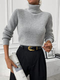  | SHEIN Privé Turtleneck Ribbed Knit Turtleneck Sweater | Sweater | Shein | OneHub