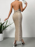 SHEIN Priv̩ Twist Backless Sequin Cami Dress