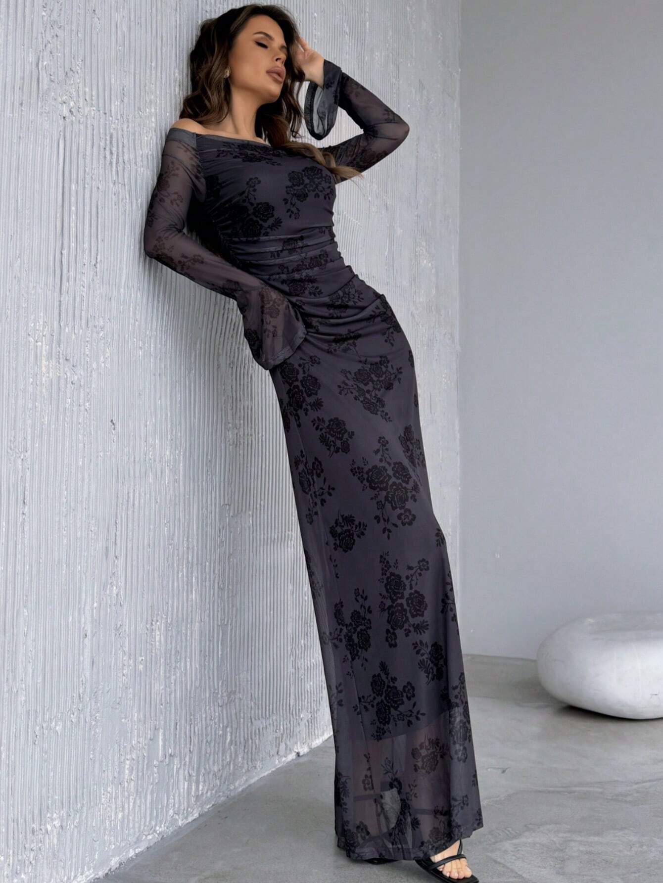  | SHEIN Privé Women's Artsy Butterfly Printed Off Shoulder Fitted A-Line Dress | Dress | Shein | OneHub