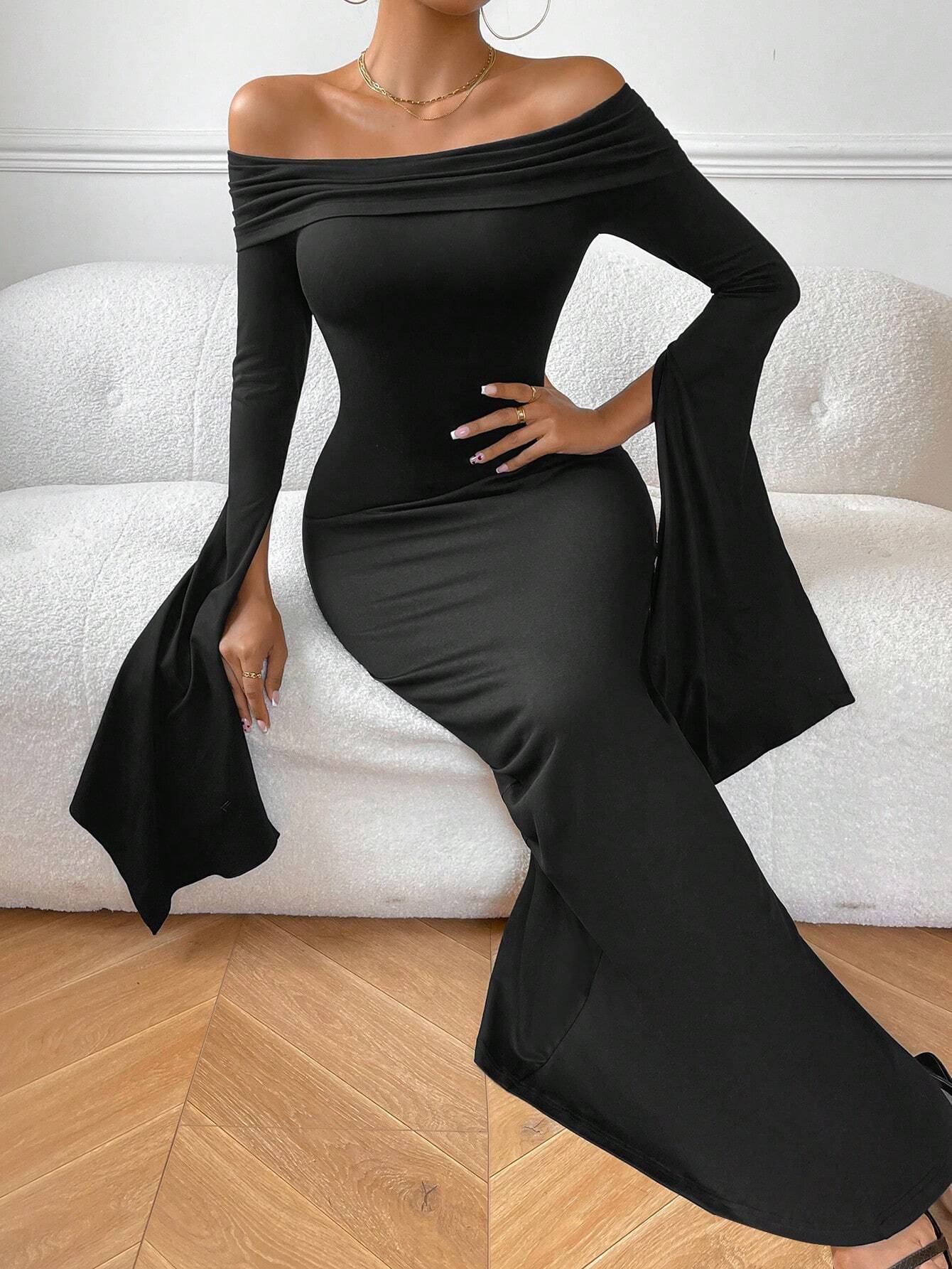 SHEIN Privé Women's Off Shoulder Bodycon Maxi Dress | Dress SHEIN Privé Women's Off Shoulder Bodycon Maxi Dress | Dress