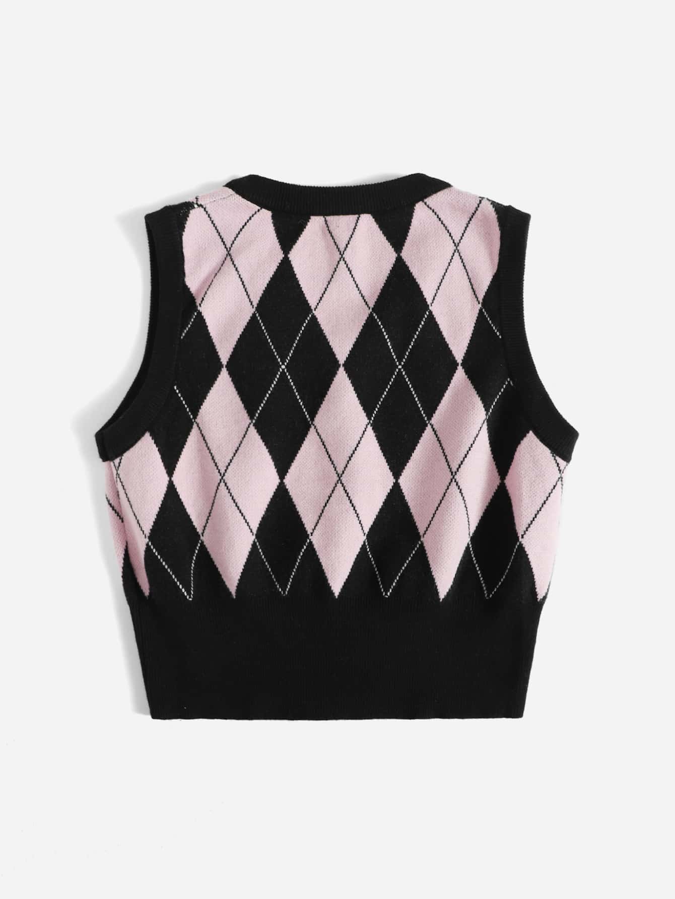  | SHEIN Qutie Argyle Pattern Sweater Vest | Skirt | Shein | OneHub