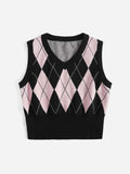  | SHEIN Qutie Argyle Pattern Sweater Vest | Skirt | Shein | OneHub