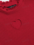  | SHEIN Qutie Heart Cutout Detail Lettuce Trim Wavy Edge Short Sleeves Summer Tee | Top | Shein | OneHub