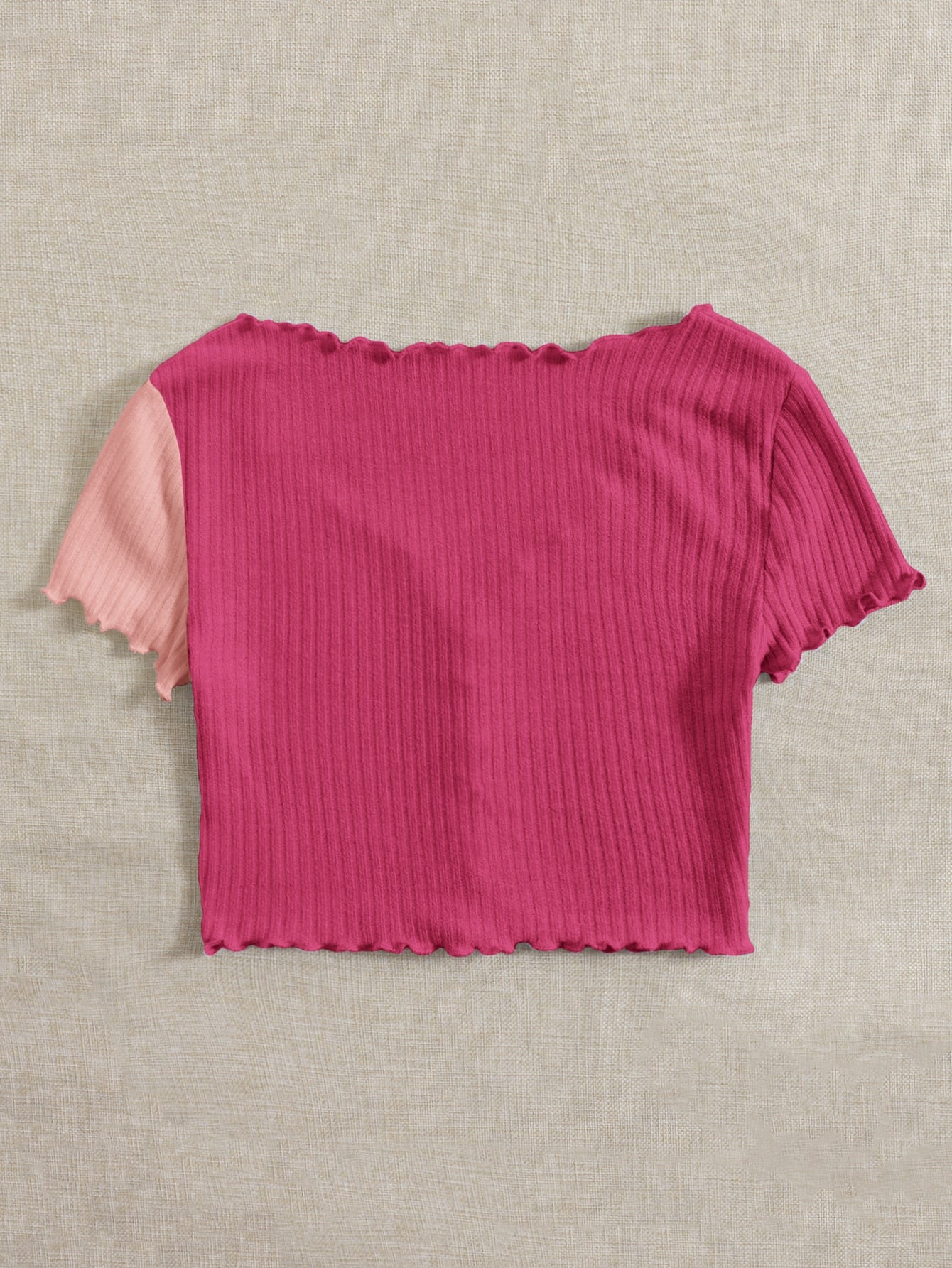  | SHEIN Qutie Two Tone Lettuce Trim Tee | Top | Shein | OneHub