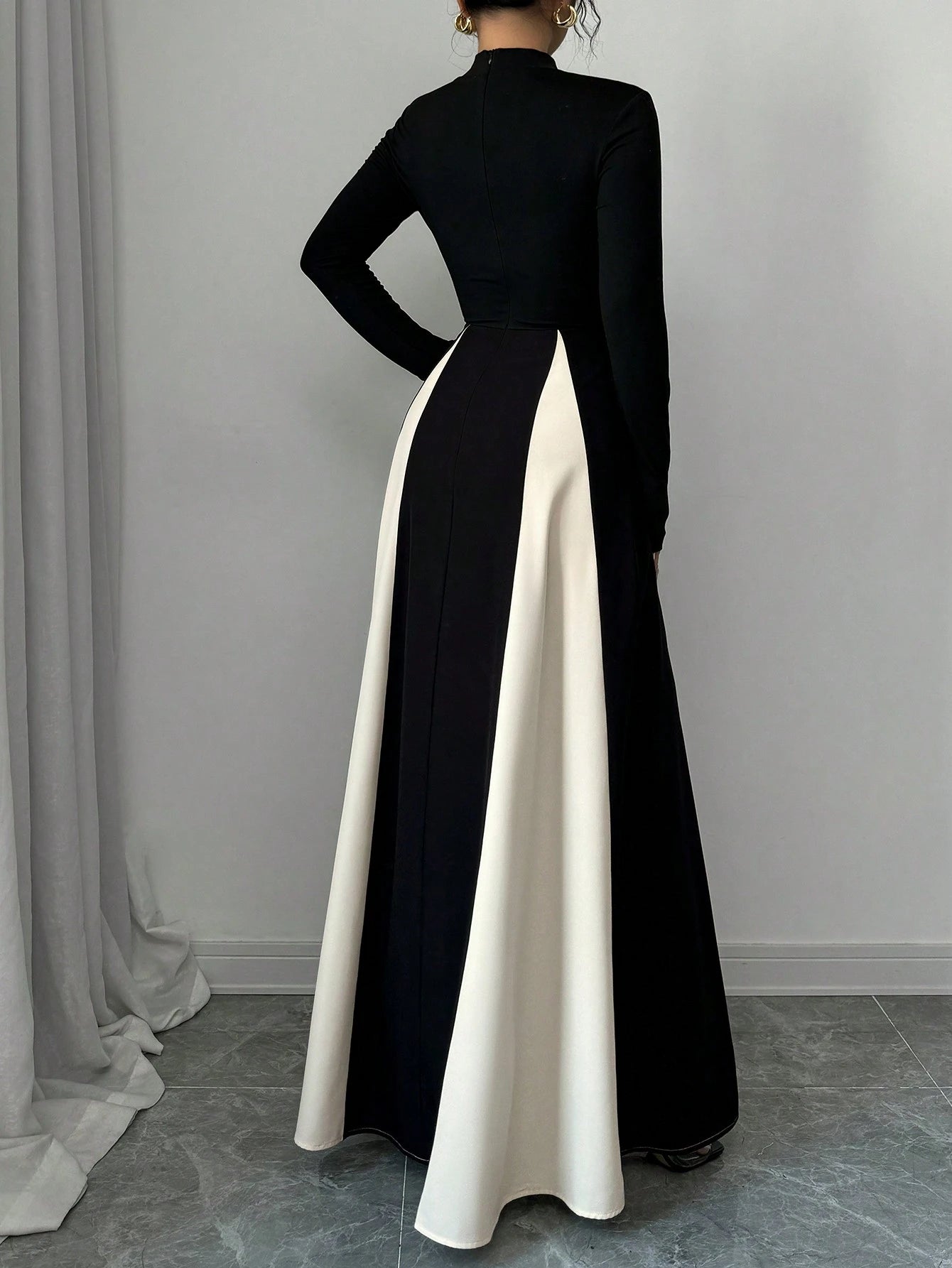  | SHEIN Raffinéa European And American Style Color Block Long Sleeve A-Line Flare Dress | Dress | Shein | OneHub