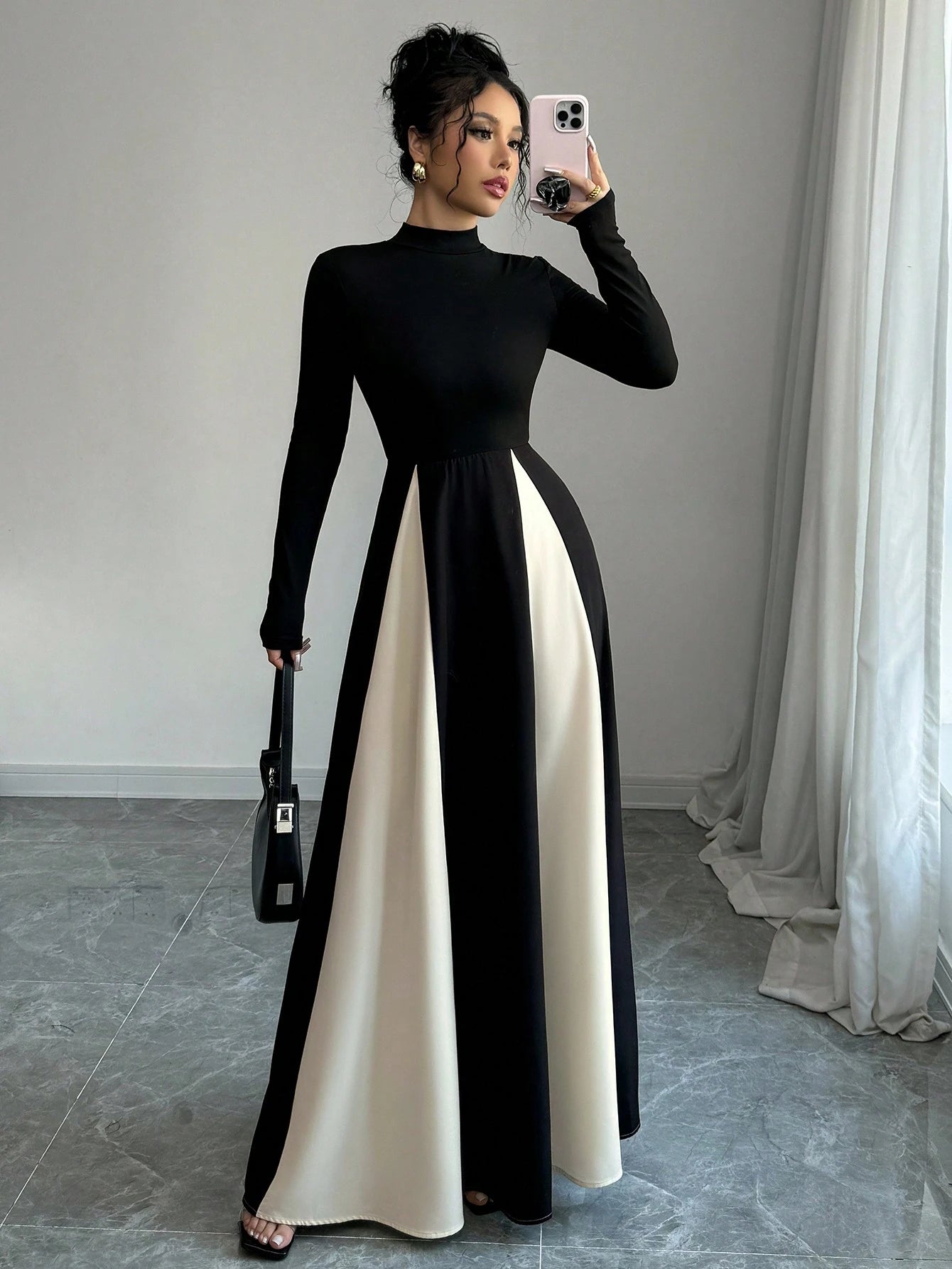 SHEIN Raffina European And American Style Color Block Long Sleeve A-L | Dress | OneHub SHEIN Raffina European And American Style Color Block Long Sleeve A-L | Dress | OneHub