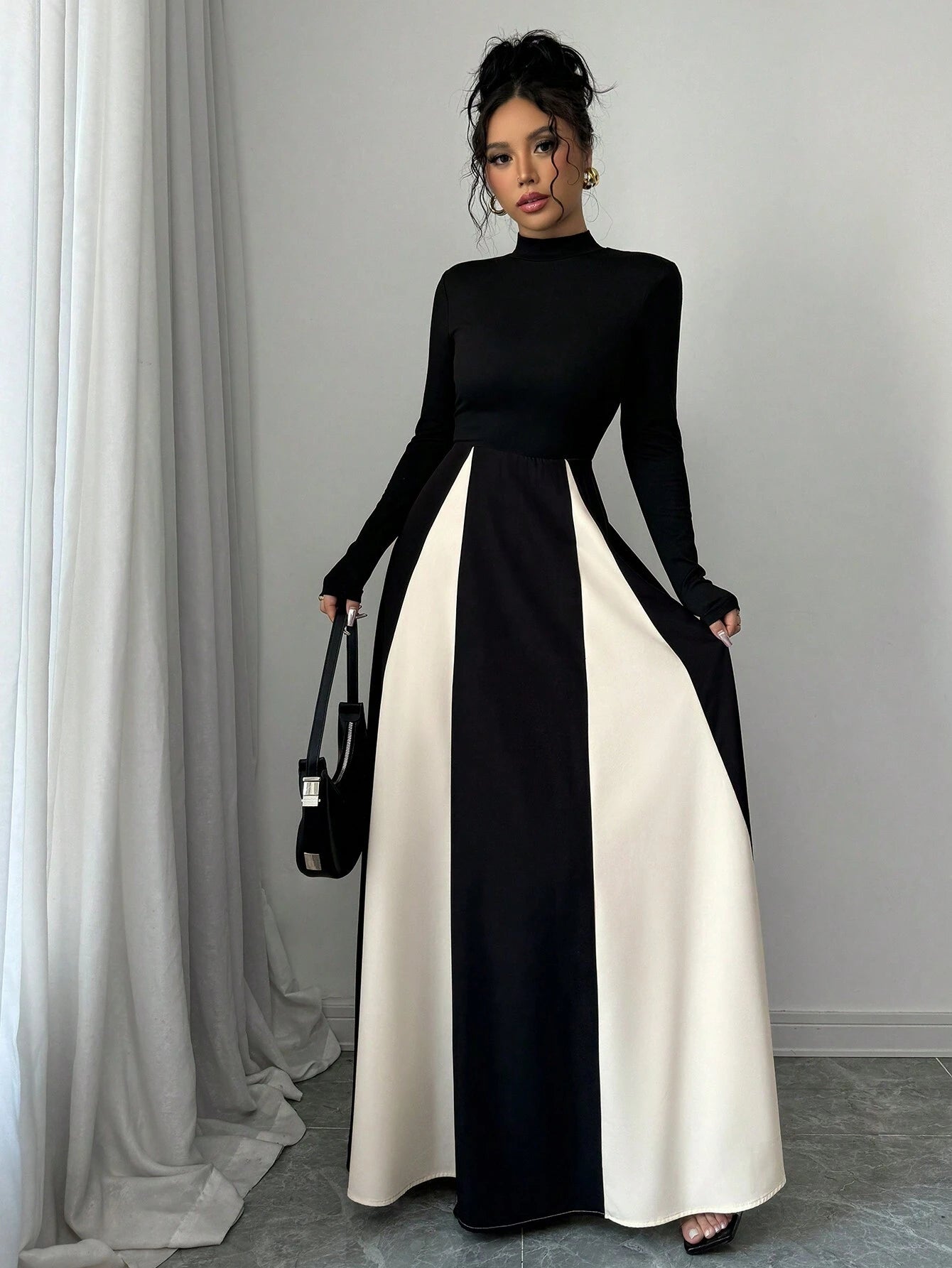  | SHEIN Raffinéa European And American Style Color Block Long Sleeve A-Line Flare Dress | Dress | Shein | OneHub