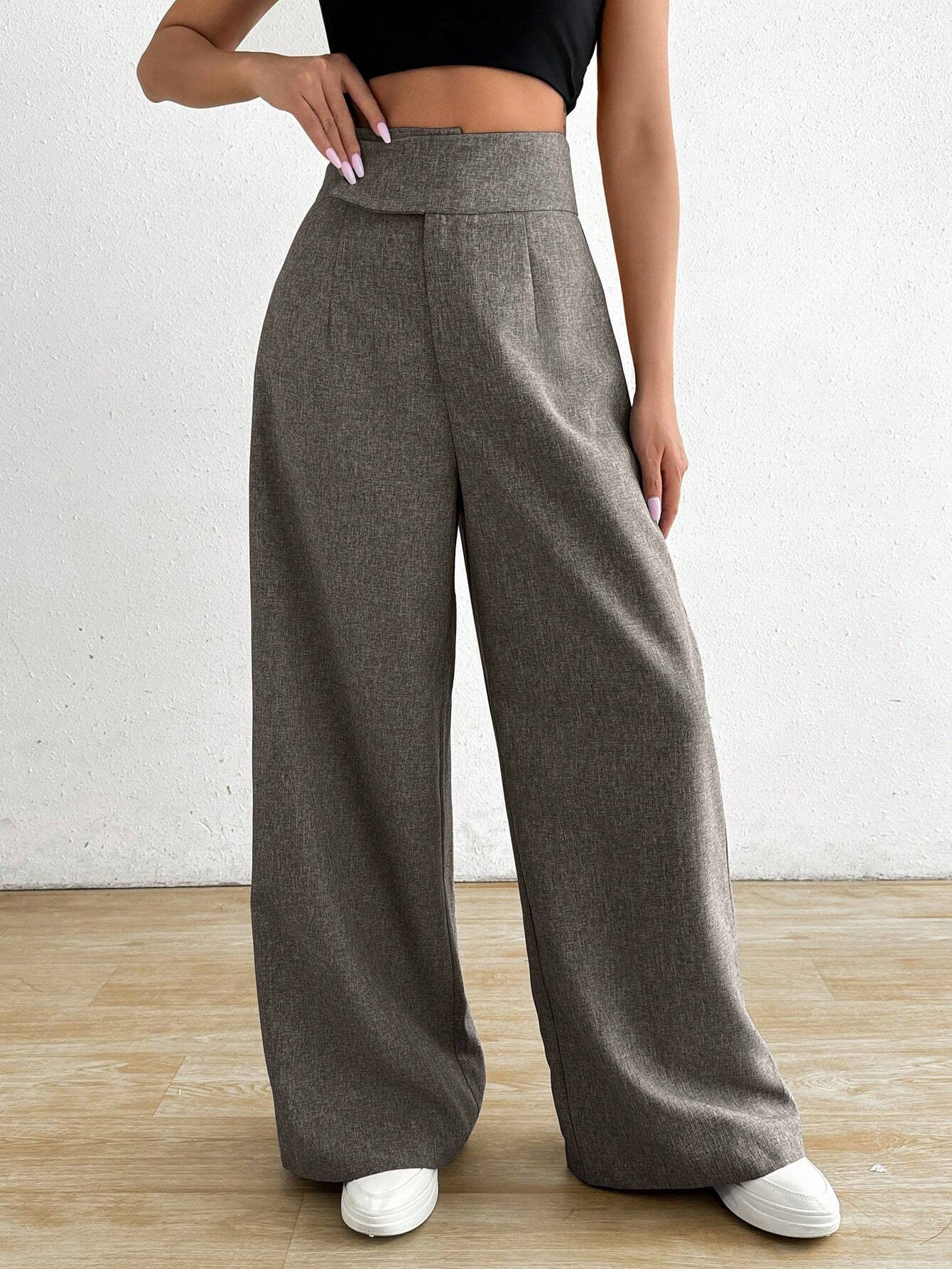  | SHEIN Raffinéa Women Asymmetric Waist Loose Casual Wide Leg Pants | Pants | Shein | OneHub