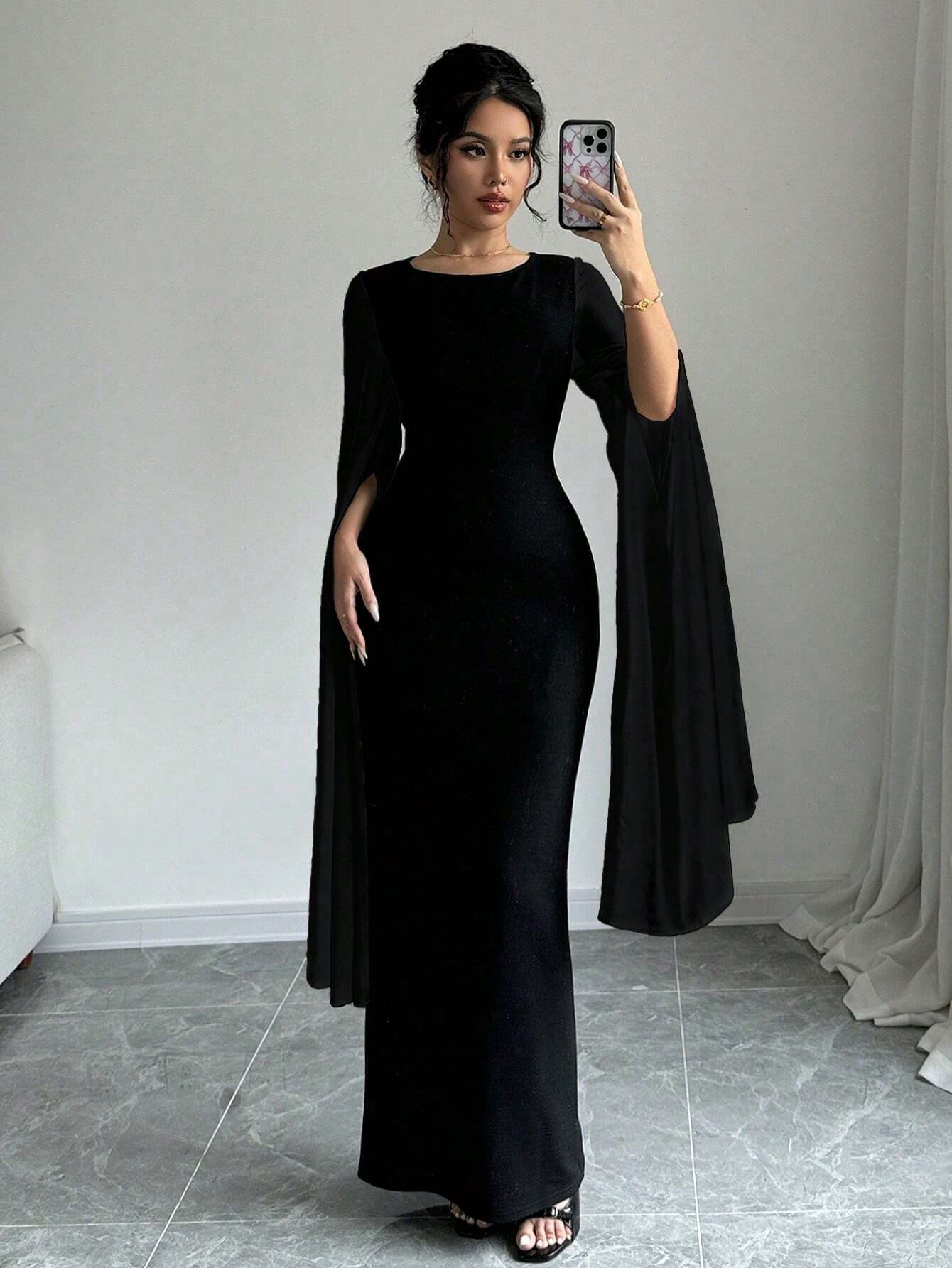  | SHEIN Raffinéa Women Elegant Solid Color Cloak Sleeve Long Dress | Dress | Shein | OneHub